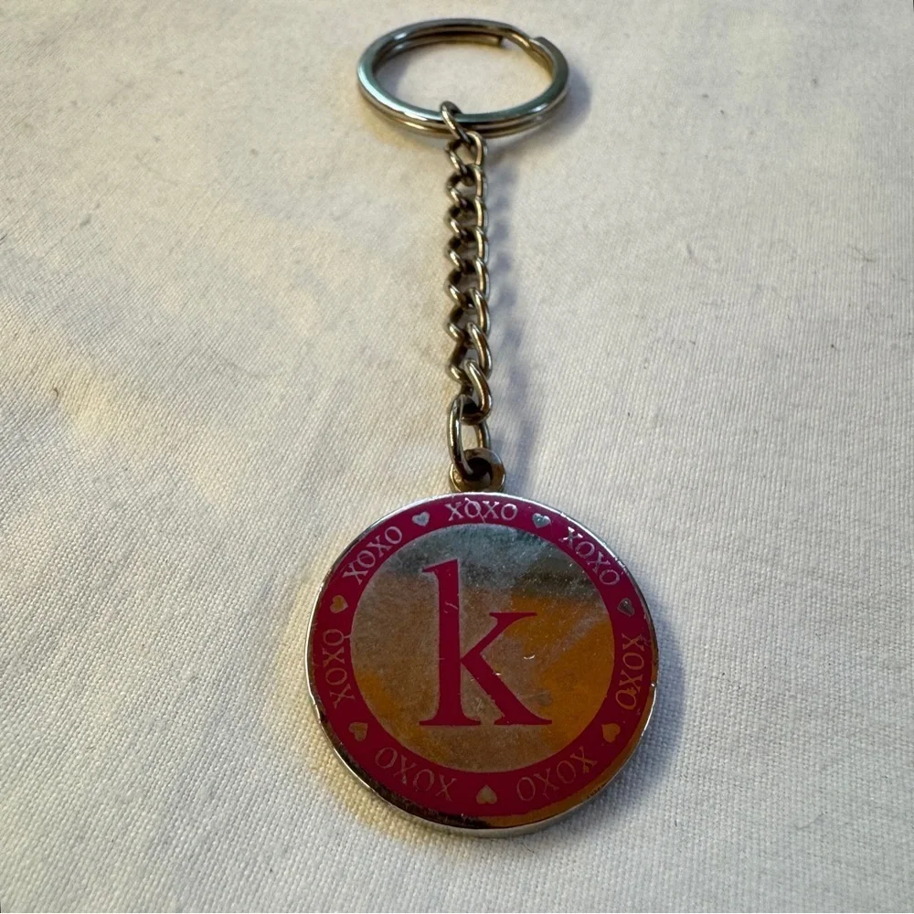 Pink and Silver K Keychain
